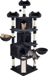 Yaheetech 76.5-in Tree with 3 Condos Cat Tree, Large, Black slide 2 of 9