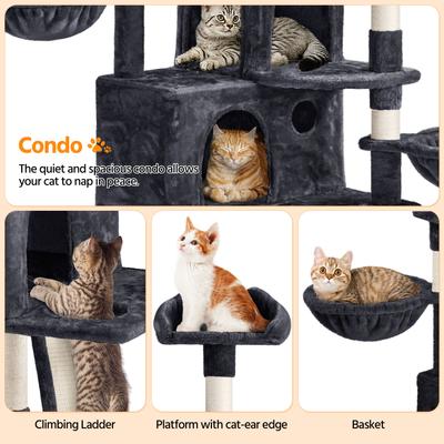 Show full view: Yaheetech 76.5-in Tree with 3 Condos Cat Tree, Large, Black slide 6 of 10