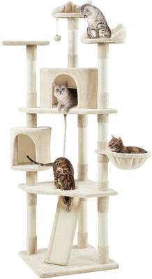 Show full view: Yaheetech 79-in Plush Cat Tree & Condo, Beige slide 2 of 12