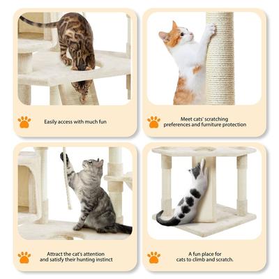 Show full view: Yaheetech 79-in Plush Cat Tree & Condo, Beige slide 4 of 12