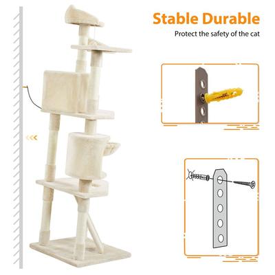Show full view: Yaheetech 79-in Plush Cat Tree & Condo, Beige slide 8 of 12