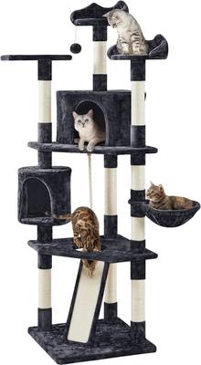 Show full view: Yaheetech 79-in Plush Cat Tree & Condo, Black, Large slide 3 of 13