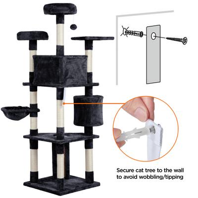 Show full view: Yaheetech 79-in Plush Cat Tree & Condo, Black, Large slide 10 of 13