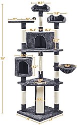 Yaheetech 79-in Plush Cat Tree & Condo, Dark Gray slide 2 of 7