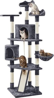 Show full view: Yaheetech 79-in Plush Cat Tree & Condo, Dark Gray slide 2 of 12