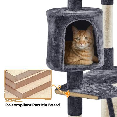Show full view: Yaheetech 79-in Plush Cat Tree & Condo, Dark Gray slide 5 of 12