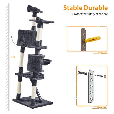 Show full view: Yaheetech 79-in Plush Cat Tree & Condo, Dark Gray slide 8 of 12