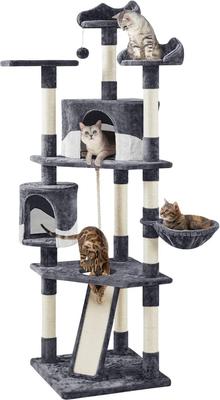 Show full view: Yaheetech 79-in Plush Cat Tree & Condo, Dark Gray/White slide 2 of 11