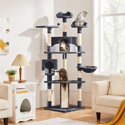 Yaheetech 79-in Plush Cat Tree & Condo, Dark Gray/White
