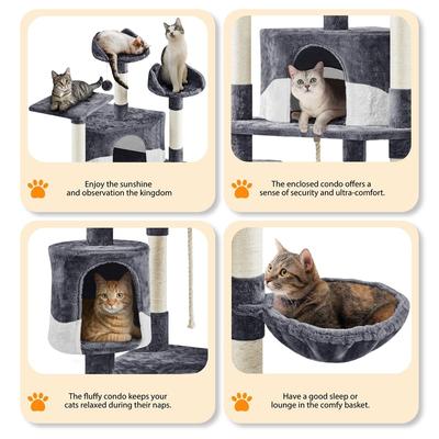 Show full view: Yaheetech 79-in Plush Cat Tree & Condo, Dark Gray/White slide 4 of 9