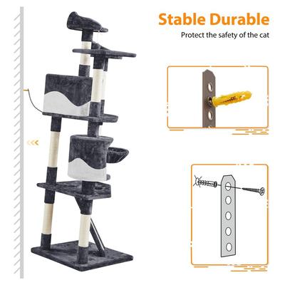Show full view: Yaheetech 79-in Plush Cat Tree & Condo, Dark Gray/White slide 8 of 9