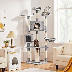 Yaheetech 79-in Plush Cat Tree & Condo, Light Gray