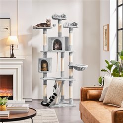 Yaheetech 79-in Plush Cat Tree & Condo, Light Gray 