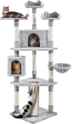 Show full view: Yaheetech 79-in Plush Cat Tree & Condo, Light Gray  slide 3 of 12