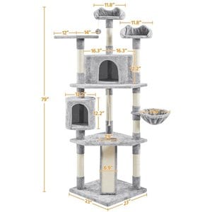 Yaheetech 79-in Plush Cat Tree & Condo, Light Gray 