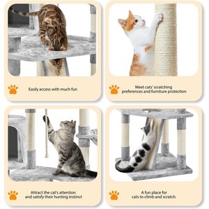 Yaheetech 79-in Plush Cat Tree & Condo, Light Gray 