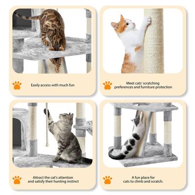 Show full view: Yaheetech 79-in Plush Cat Tree & Condo, Light Gray  slide 5 of 12