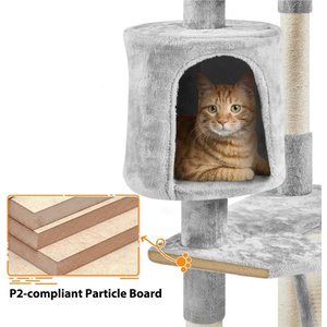 Yaheetech 79-in Plush Cat Tree & Condo, Light Gray 