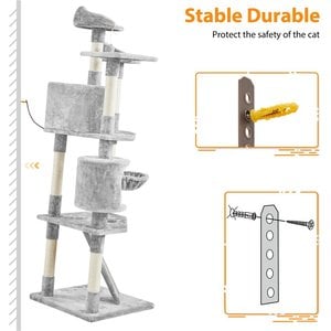 Yaheetech 79-in Plush Cat Tree & Condo, Light Gray 