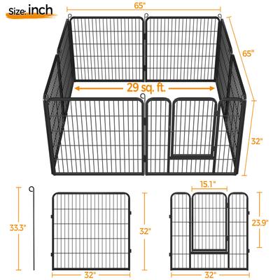 Show full view: Yaheetech Heavy Duty Metal Dog & Cat Playpen, Black, 32-in, 8-panel slide 5 of 11