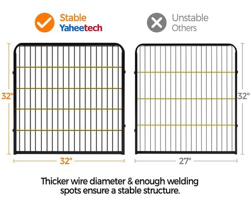 Show full view: Yaheetech Heavy Duty Metal Dog & Cat Playpen, Black, 32-in, 8-panel slide 10 of 11