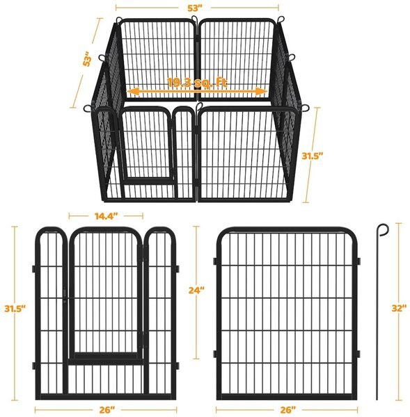 Yaheetech 8-Panel Wire Dog & Cat Exercise Playpen, 26-in W x 32-in H
