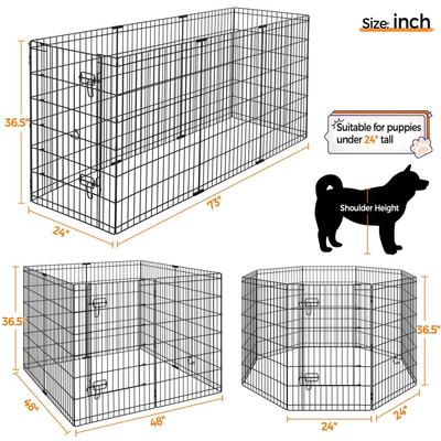 Show full view: Yaheetech 8 Panels Dog Playpen, Black, 24x36.5-in slide 3 of 6