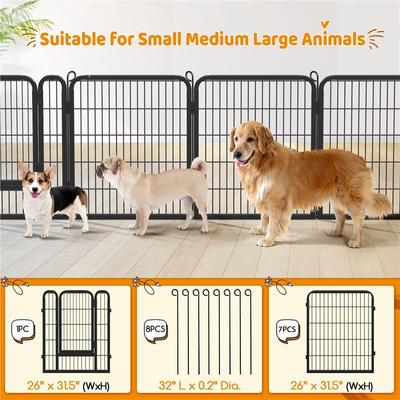 Show full view: Yaheetech 8 Panels Dog Playpen, Black, 26x32-in slide 4 of 8