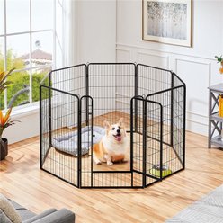 Yaheetech 8 Panels Dog Playpen, Black, 27x40-in