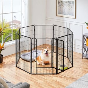 Yaheetech 8 Panels Dog Playpen, Black, 27x40-in