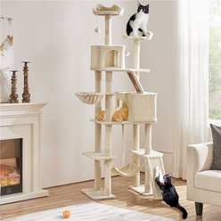 Yaheetech 82.5-in Multi-Level Tree Condo with 2 Foam Edge Perches Cat Tree, Large, Beige