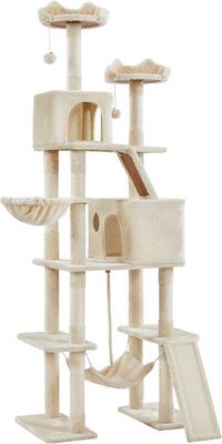 Show full view: Yaheetech 82.5-in Multi-Level Tree Condo with 2 Foam Edge Perches Cat Tree, Large, Beige slide 2 of 8