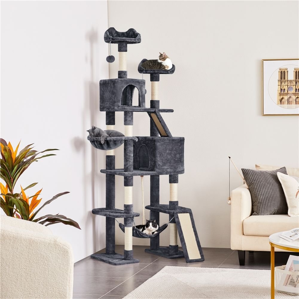 Yaheetech 82.5-in Multi-Level Tree Condo with 2 Foam Edge Perches Cat Tree