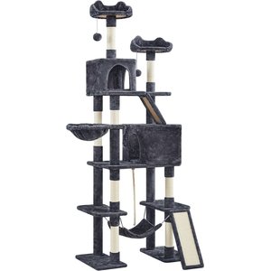 Yaheetech 82.5-in Multi-Level Tree Condo with 2 Foam Edge Perches Cat Tree, Large, Dark Gray