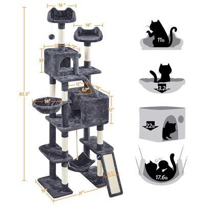 Yaheetech 82.5-in Multi-Level Tree Condo with 2 Foam Edge Perches Cat Tree