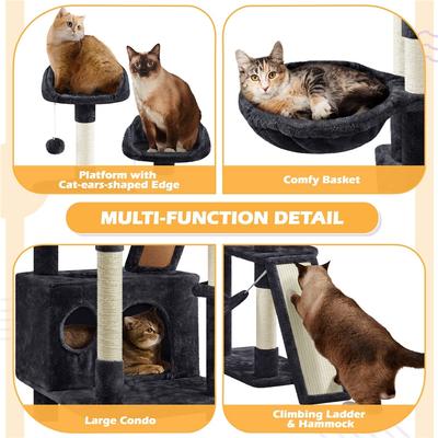 Show full view: Yaheetech 82.5-in Plush Multi-Level Cat Tree, Black slide 5 of 8