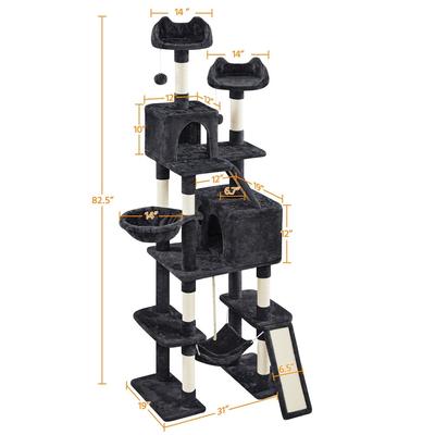 Show full view: Yaheetech 82.5-in Plush Multi-Level Cat Tree, Black slide 4 of 8