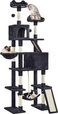 Show full view: Yaheetech 82.5-in Plush Multi-Level Cat Tree, Black slide 3 of 8