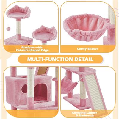 Show full view: Yaheetech 82.5-in Plush Multi-Level Cat Tree, Pink slide 5 of 8