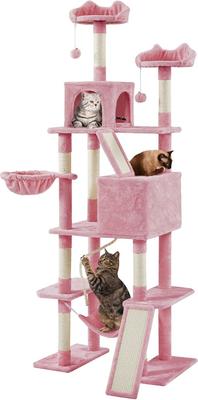 Show full view: Yaheetech 82.5-in Plush Multi-Level Cat Tree, Pink slide 3 of 8