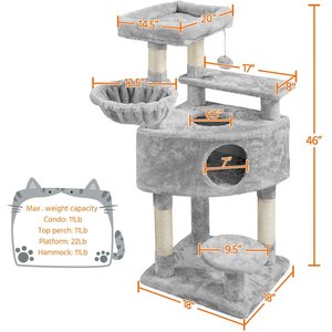 Yaheetech Activity Tower Basic 46-in Cat Tree, Light Gray