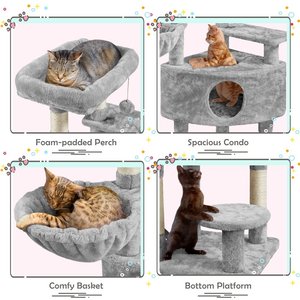 Yaheetech Activity Tower Basic 46-in Cat Tree, Light Gray