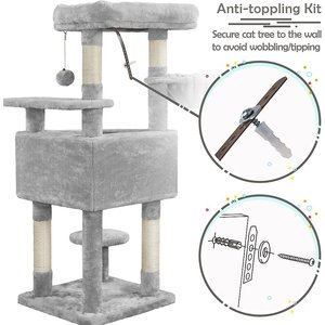 Yaheetech Activity Tower Basic 46-in Cat Tree, Light Gray