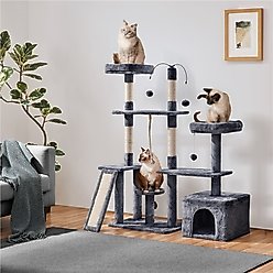 Yaheetech Activity Town 53.5-in Plush Cat Tree, Dark Gray