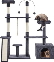 Yaheetech Activity Town 53.5-in Plush Cat Tree, Dark Gray slide 2 of 7