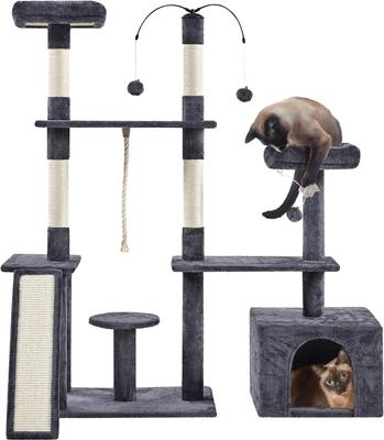 Show full view: Yaheetech Activity Town 53.5-in Plush Cat Tree, Dark Gray slide 2 of 8