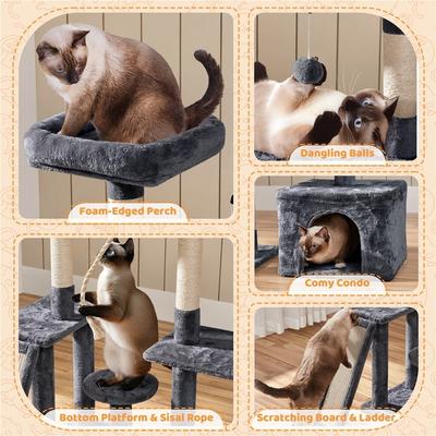 Show full view: Yaheetech Activity Town 53.5-in Plush Cat Tree, Dark Gray slide 4 of 8