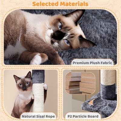 Show full view: Yaheetech Activity Town 53.5-in Plush Cat Tree, Dark Gray slide 5 of 8