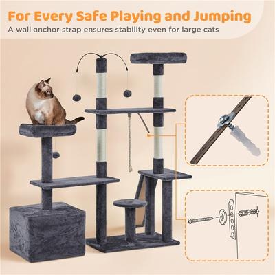 Show full view: Yaheetech Activity Town 53.5-in Plush Cat Tree, Dark Gray slide 6 of 8