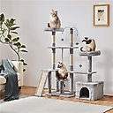 Yaheetech Activity Town 53.5-in Plush Cat Tree, Light Gray